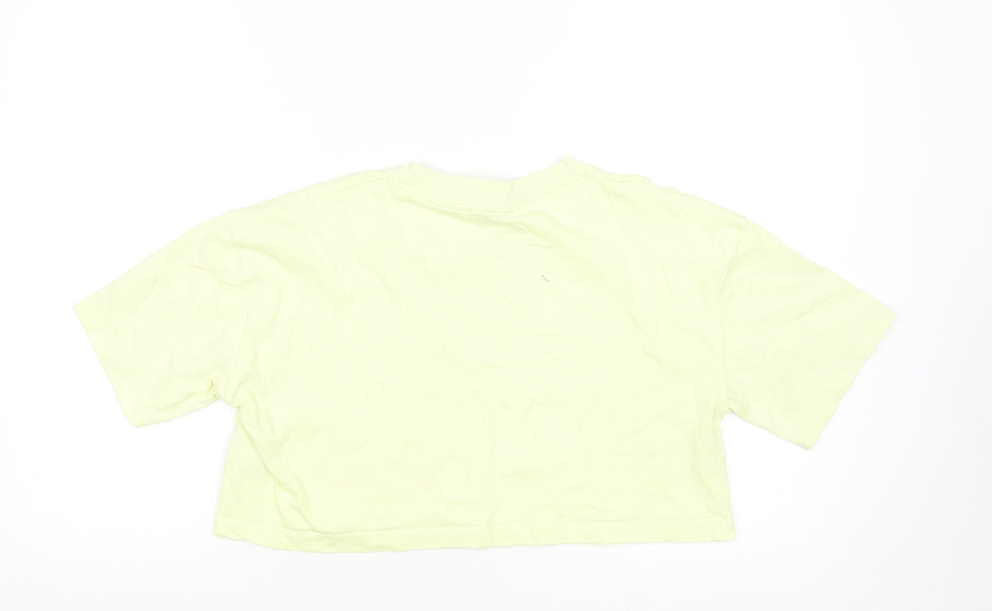 Zara Women's Yellow Cropped Cotton T-Shirt Size S