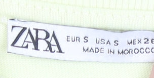 Zara Women's Yellow Cropped Cotton T-Shirt Size S