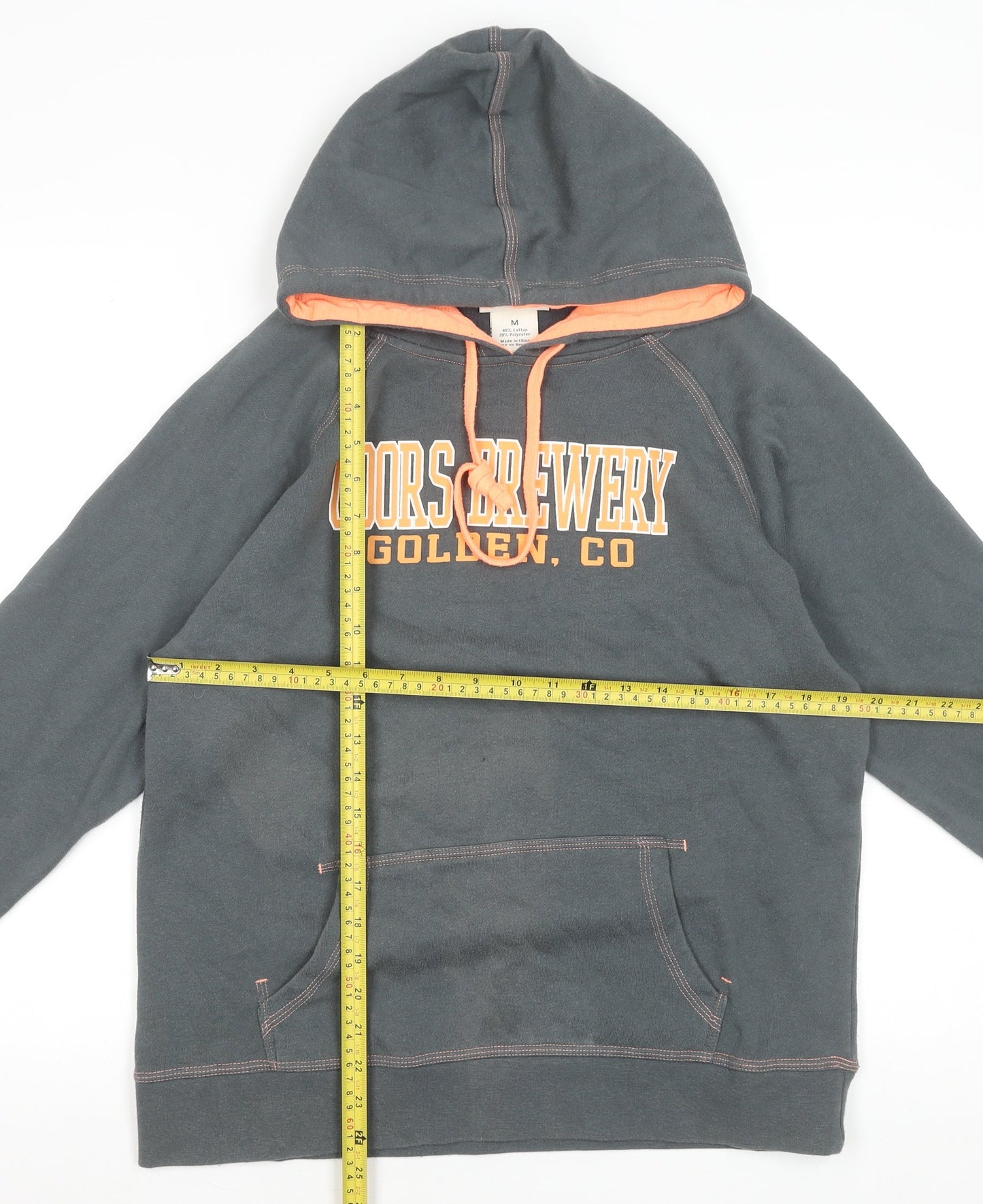 J. America Women's Grey Orange Coors Brewery Hoodie Size M Casual Pullover