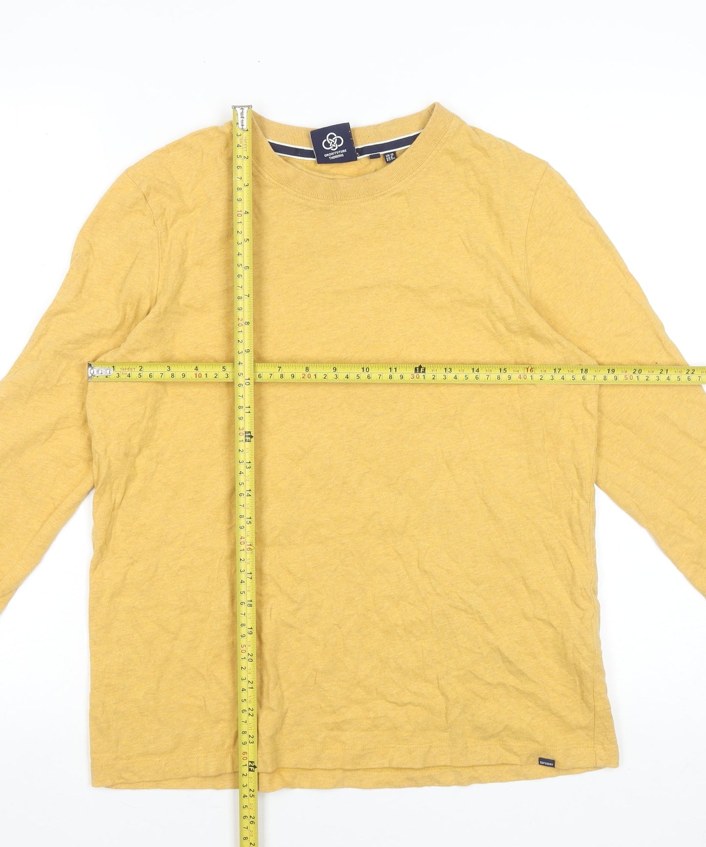 Superdry Women’s Yellow Organic Cotton Long Sleeve T-Shirt UK 10