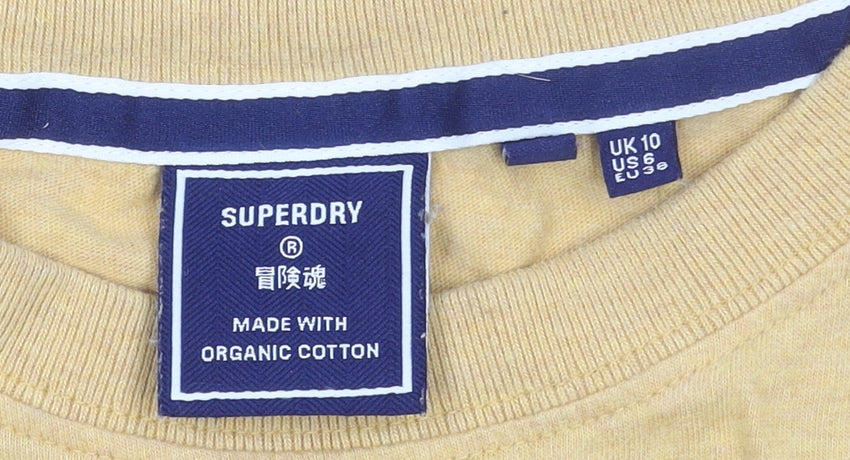 Superdry Women’s Yellow Organic Cotton Long Sleeve T-Shirt UK 10