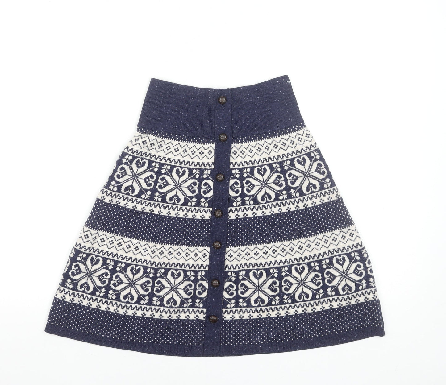 Fat Face Women's Blue Fair Isle Knit A-Line Skirt Size 6