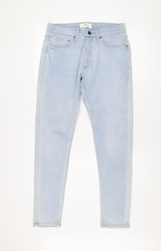 Marks and Spencer Men's Blue Skinny Jeans 30x31 Slim Fit Denim