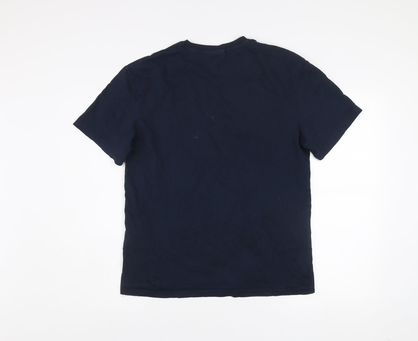 Jack & Jones Men's Blue Medium Cotton Crew Neck Graphic T-Shirt