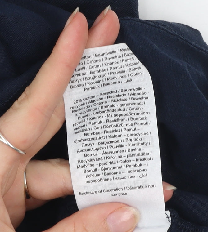 Jack & Jones Men's Blue Medium Cotton Crew Neck Graphic T-Shirt