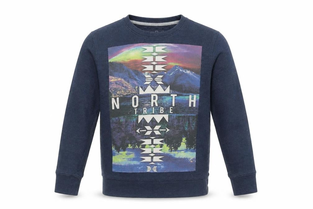 Front view of Sugar Rush boys’ blue graphic pullover sweatshirt 10-11 years regular fit
