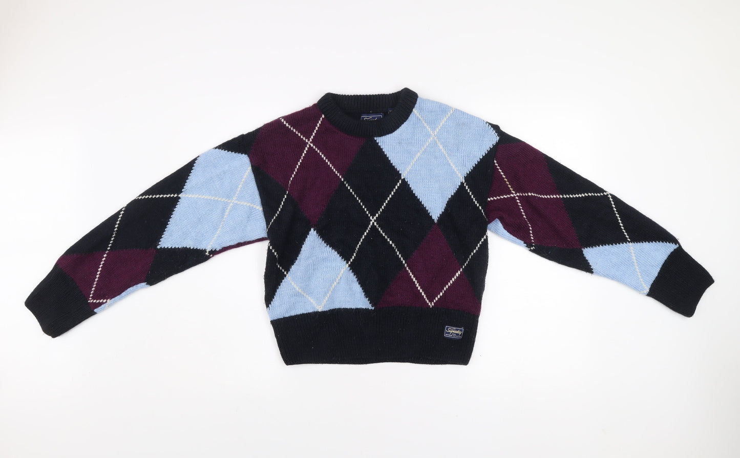 Superdry Women's Multicoloured Argyle Knit Jumper UK 14