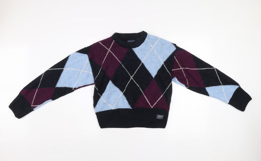Superdry Women's Multicoloured Argyle Knit Jumper UK 14