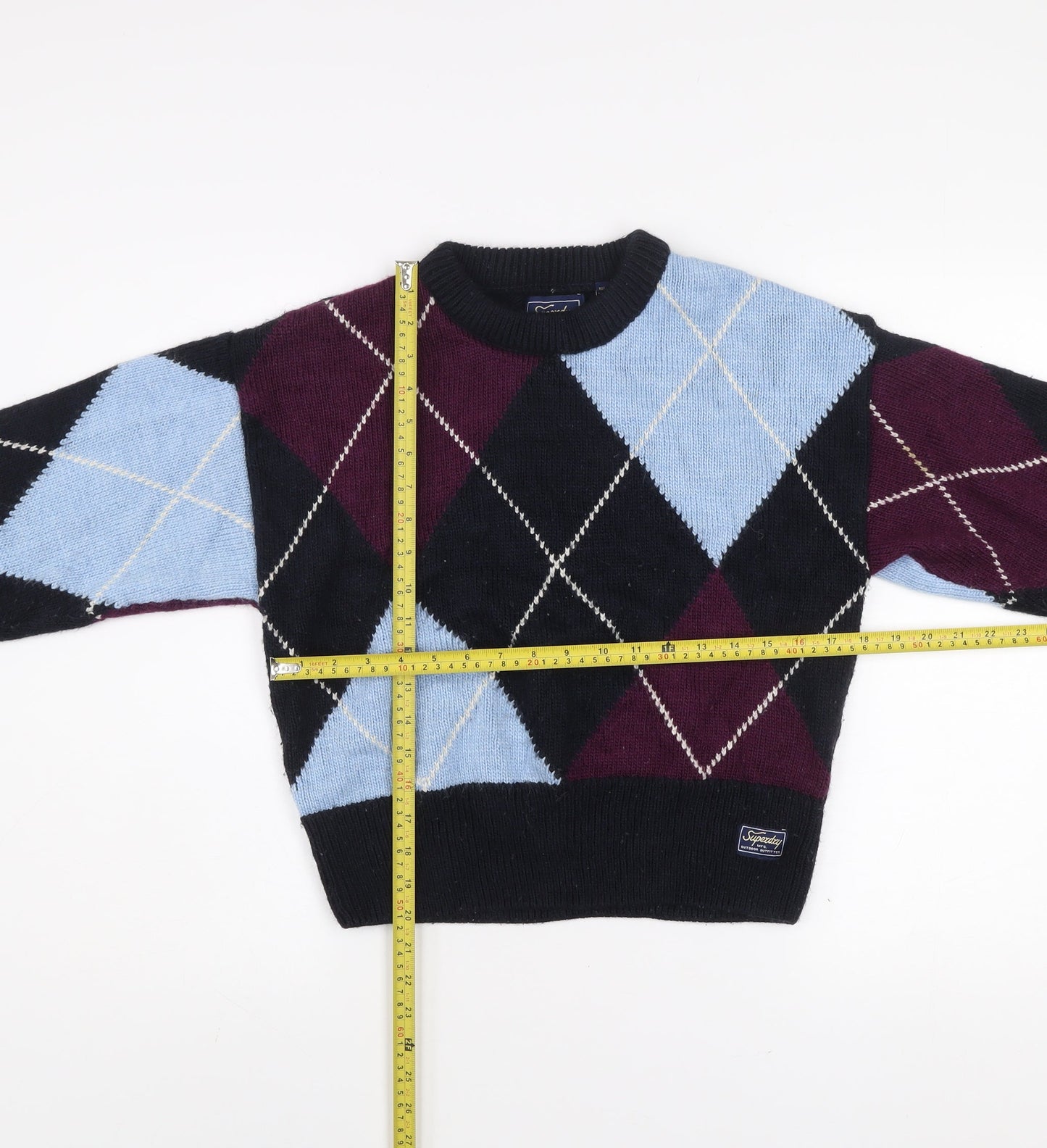 Superdry Women's Multicoloured Argyle Knit Jumper UK 14