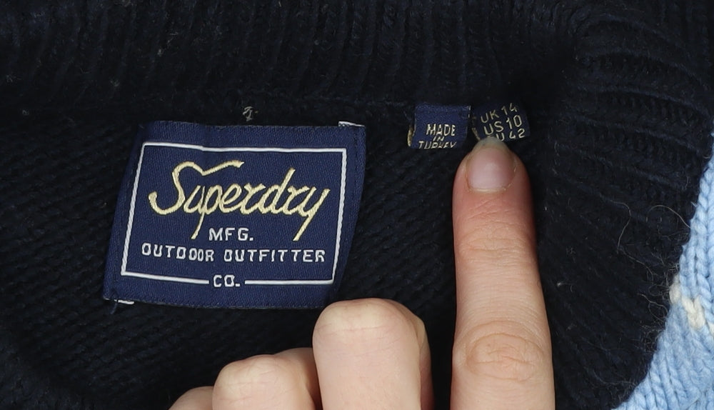 Superdry Women's Multicoloured Argyle Knit Jumper UK 14