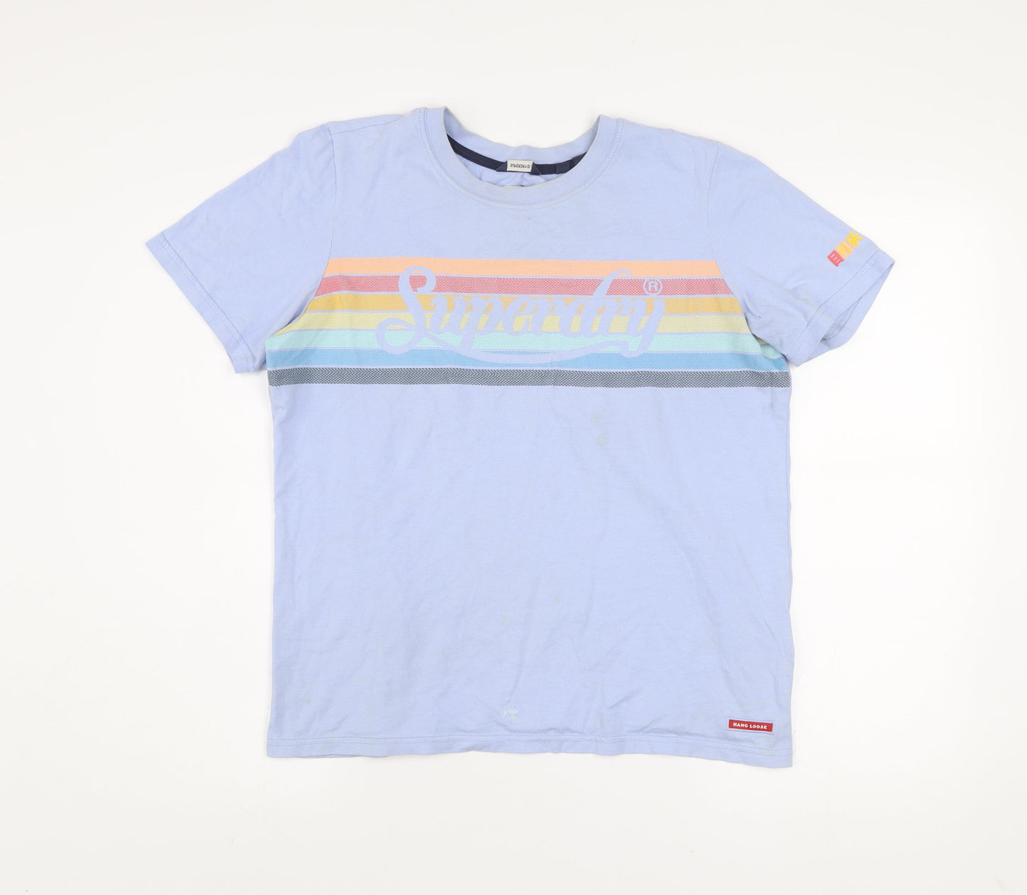 Superdry Women's Blue Retro Stripe Crew Neck T-Shirt Size 12