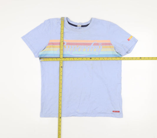 Superdry Women's Blue Retro Stripe Crew Neck T-Shirt Size 12