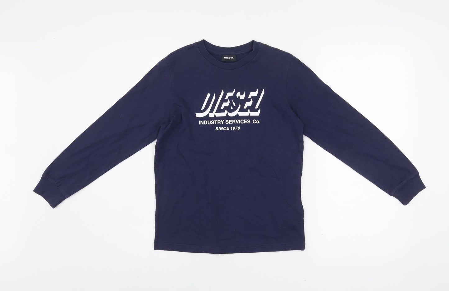Diesel Boys Navy Blue Long Sleeve Crew Neck Graphic T-Shirt Size 10