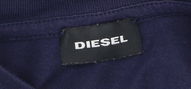 Diesel Boys Navy Blue Long Sleeve Crew Neck Graphic T-Shirt Size 10