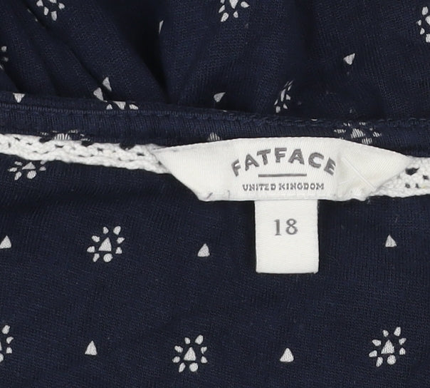 FatFace Women Blue Size 18 A-Line Viscose Knee Length Dress