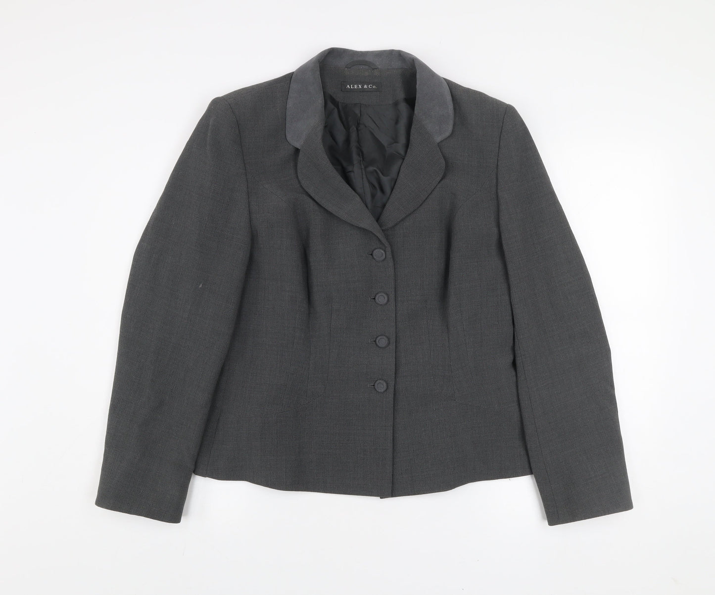 Alex & Co. Women's Grey Wool Blend Suit Jacket UK 16 Classic Fit