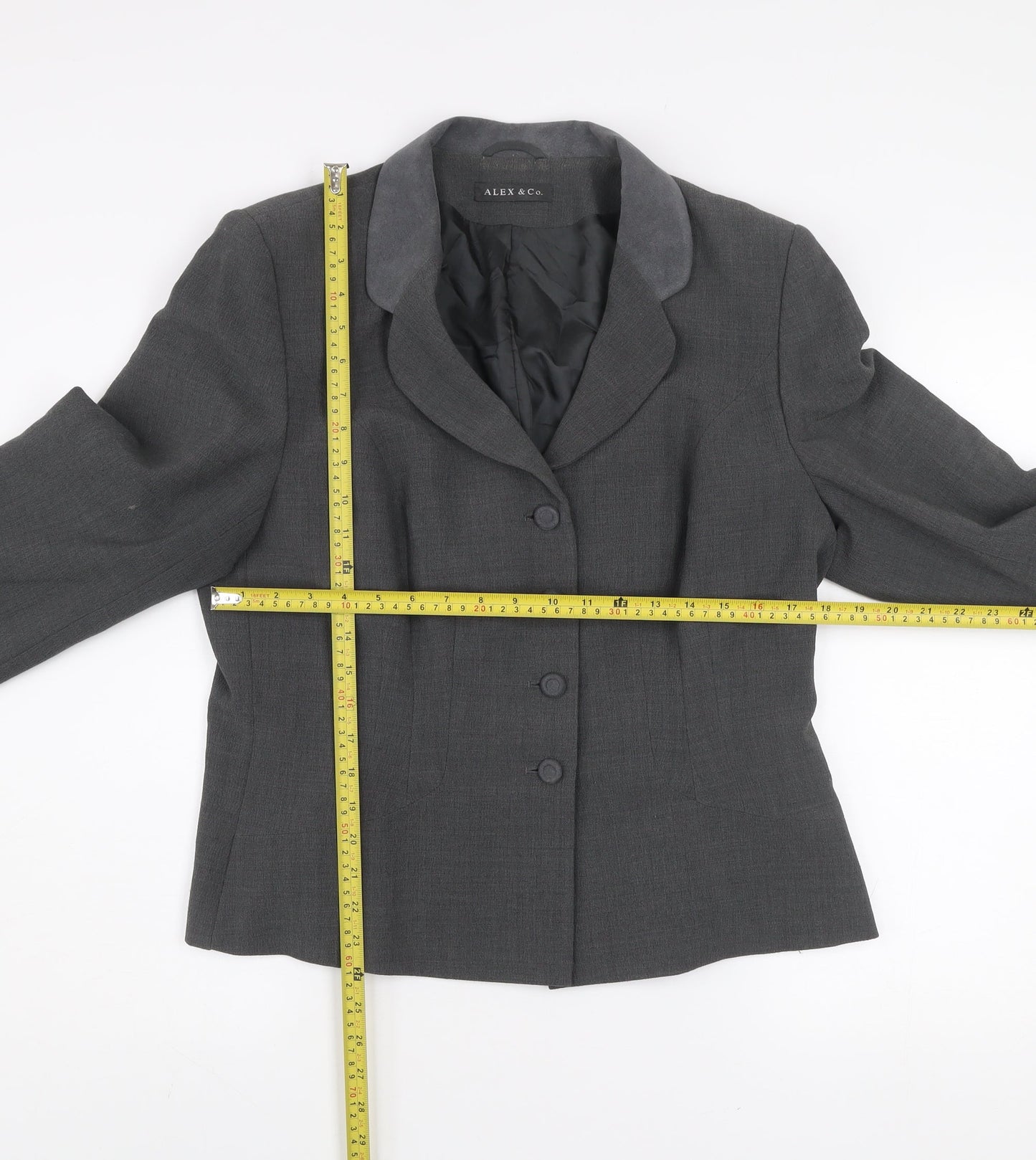 Alex & Co. Women's Grey Wool Blend Suit Jacket UK 16 Classic Fit