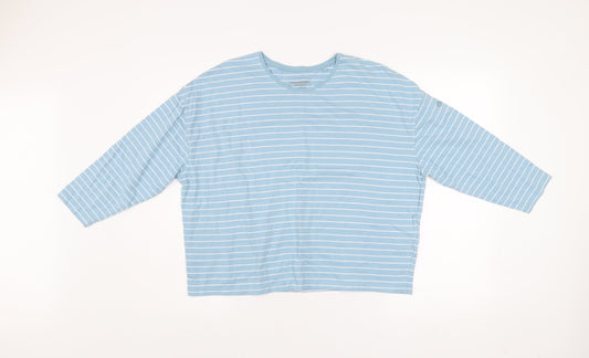 Craghoppers Women Blue Striped Long Sleeve Cotton T-Shirt UK 12
