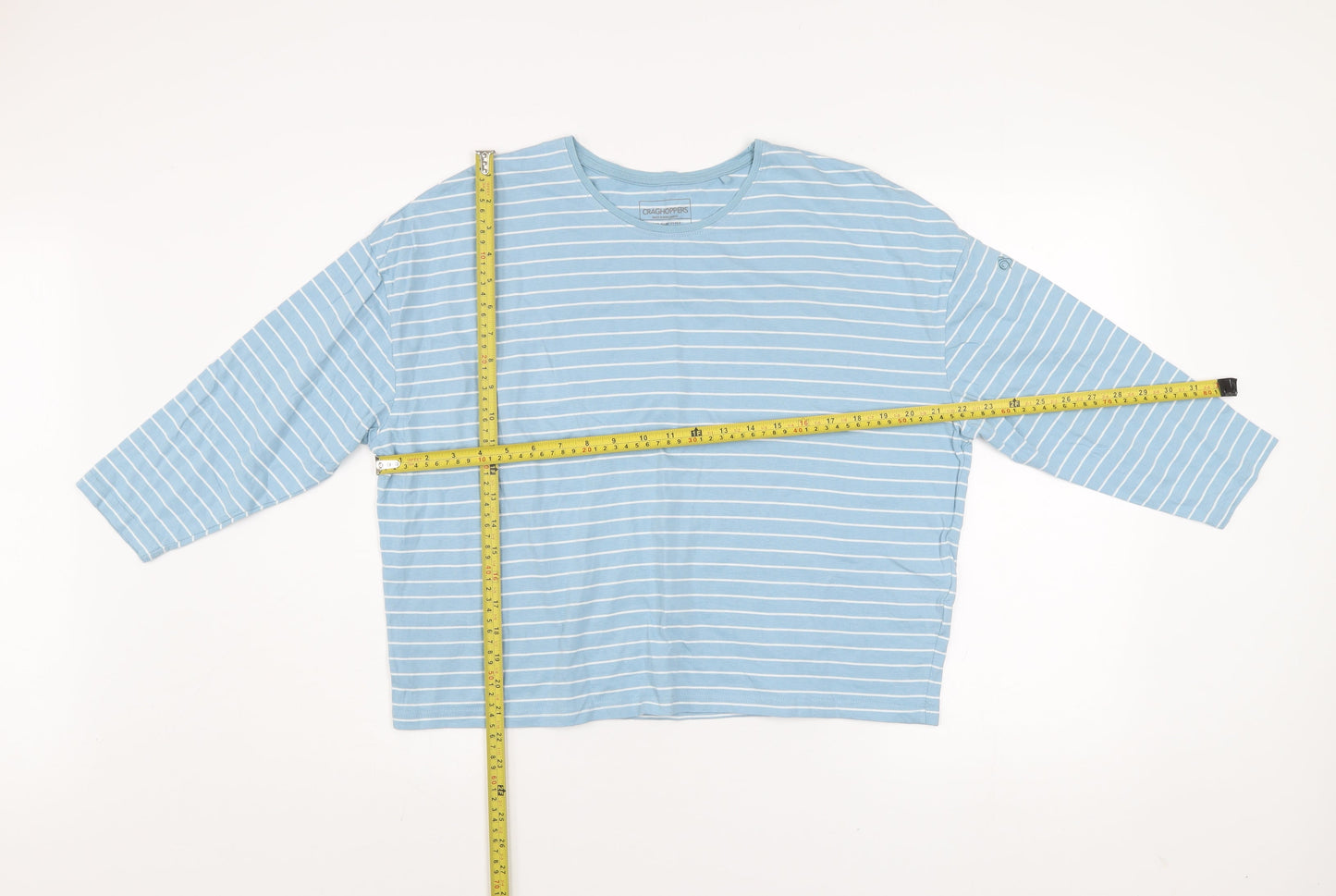 Craghoppers Women Blue Striped Long Sleeve Cotton T-Shirt UK 12