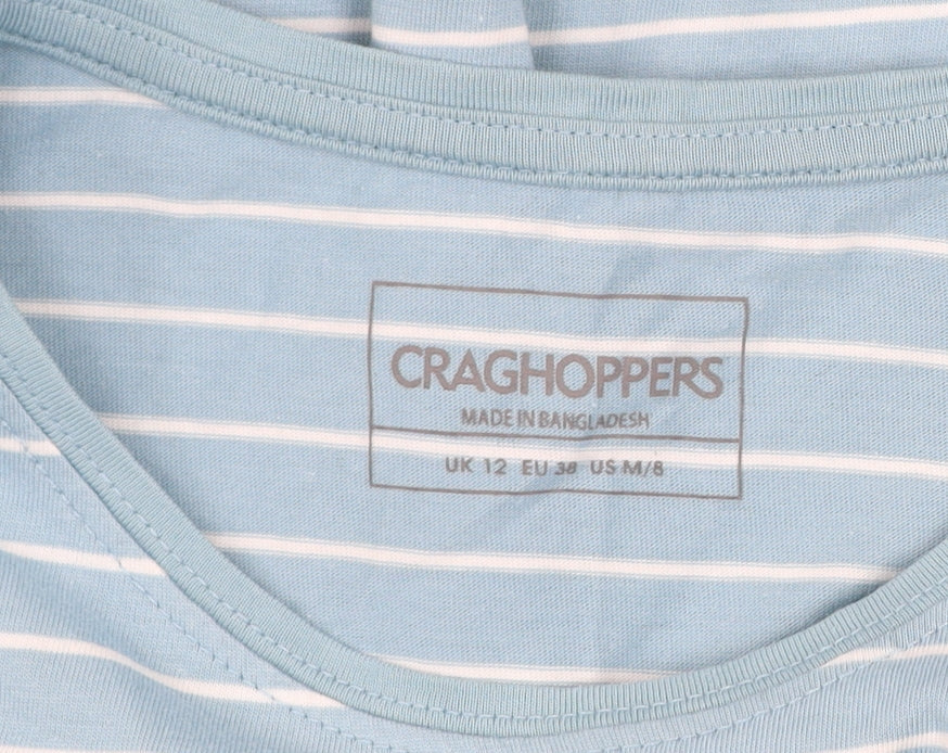 Craghoppers Women Blue Striped Long Sleeve Cotton T-Shirt UK 12
