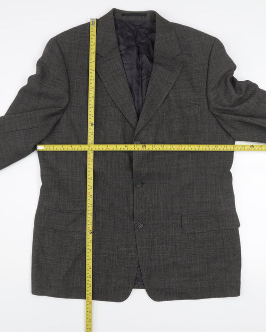 Jaeger Men’s Grey Wool Blazer Jacket 44R Classic Single Breasted