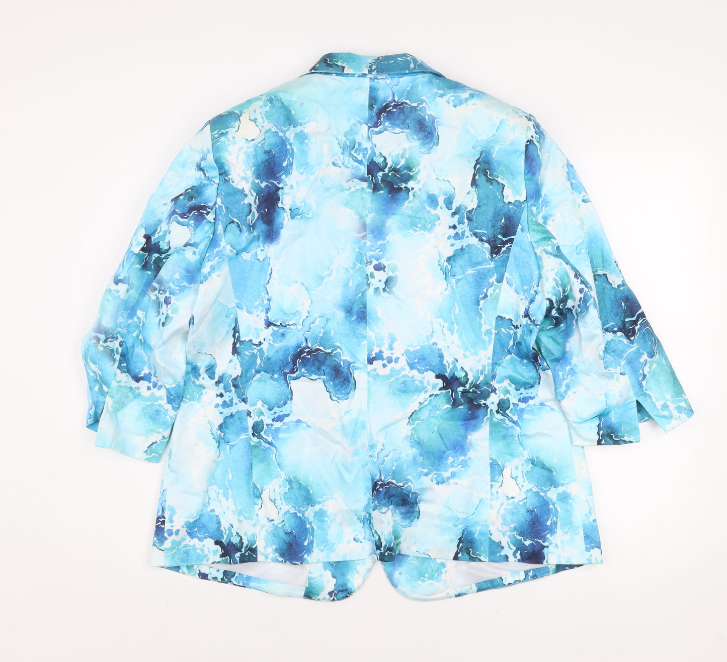 Eugen Klein Women's Blue Abstract Blazer Size 18 Cotton Blend