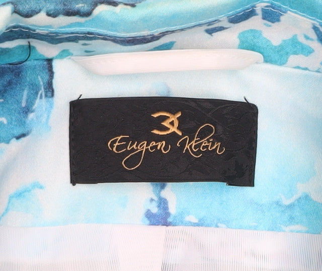 Eugen Klein Women's Blue Abstract Blazer Size 18 Cotton Blend