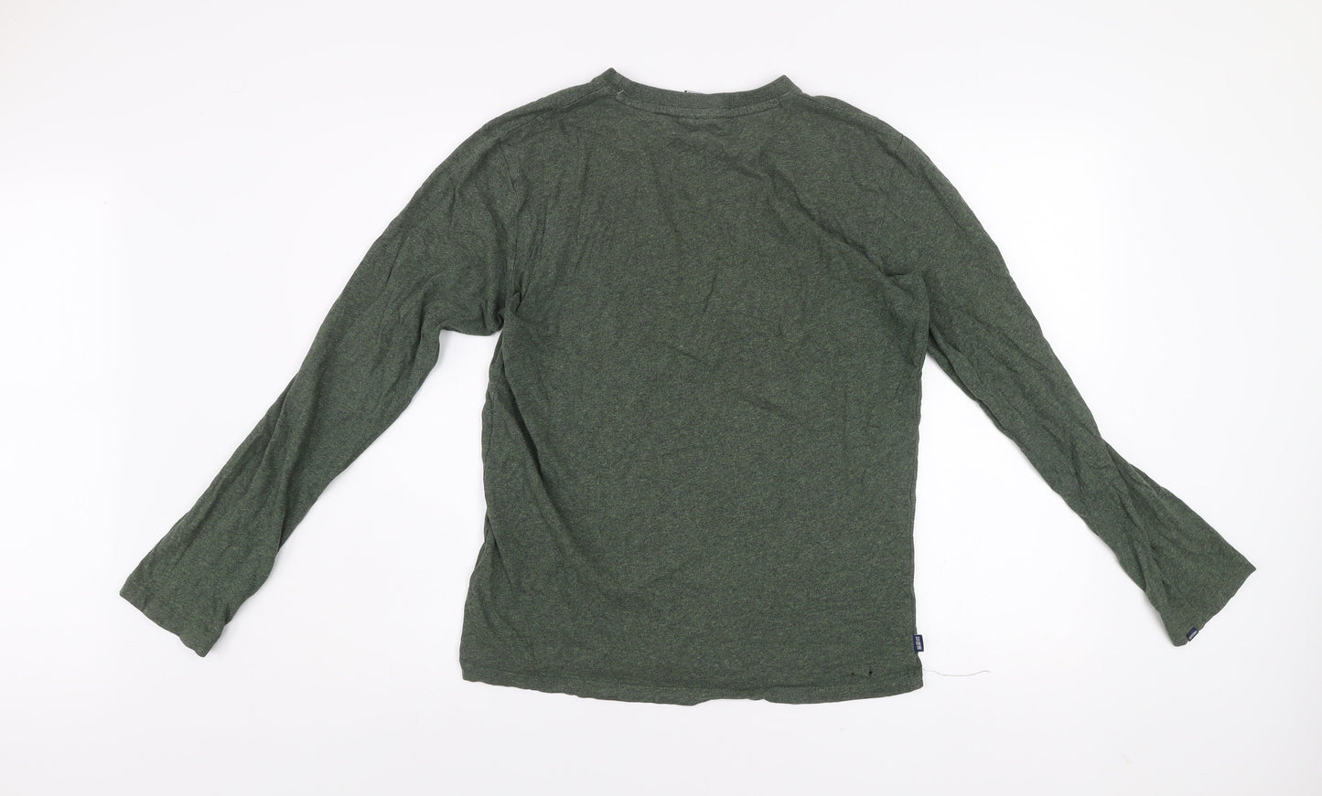 Superdry Men's Green Organic Cotton Long Sleeve Crew Neck Top Size S