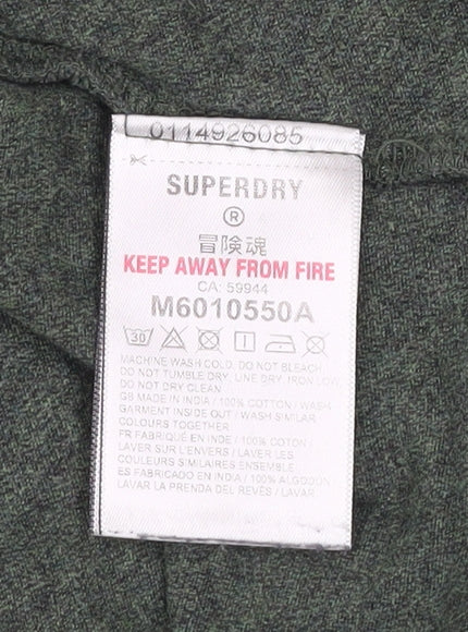 Superdry Men's Green Organic Cotton Long Sleeve Crew Neck Top Size S