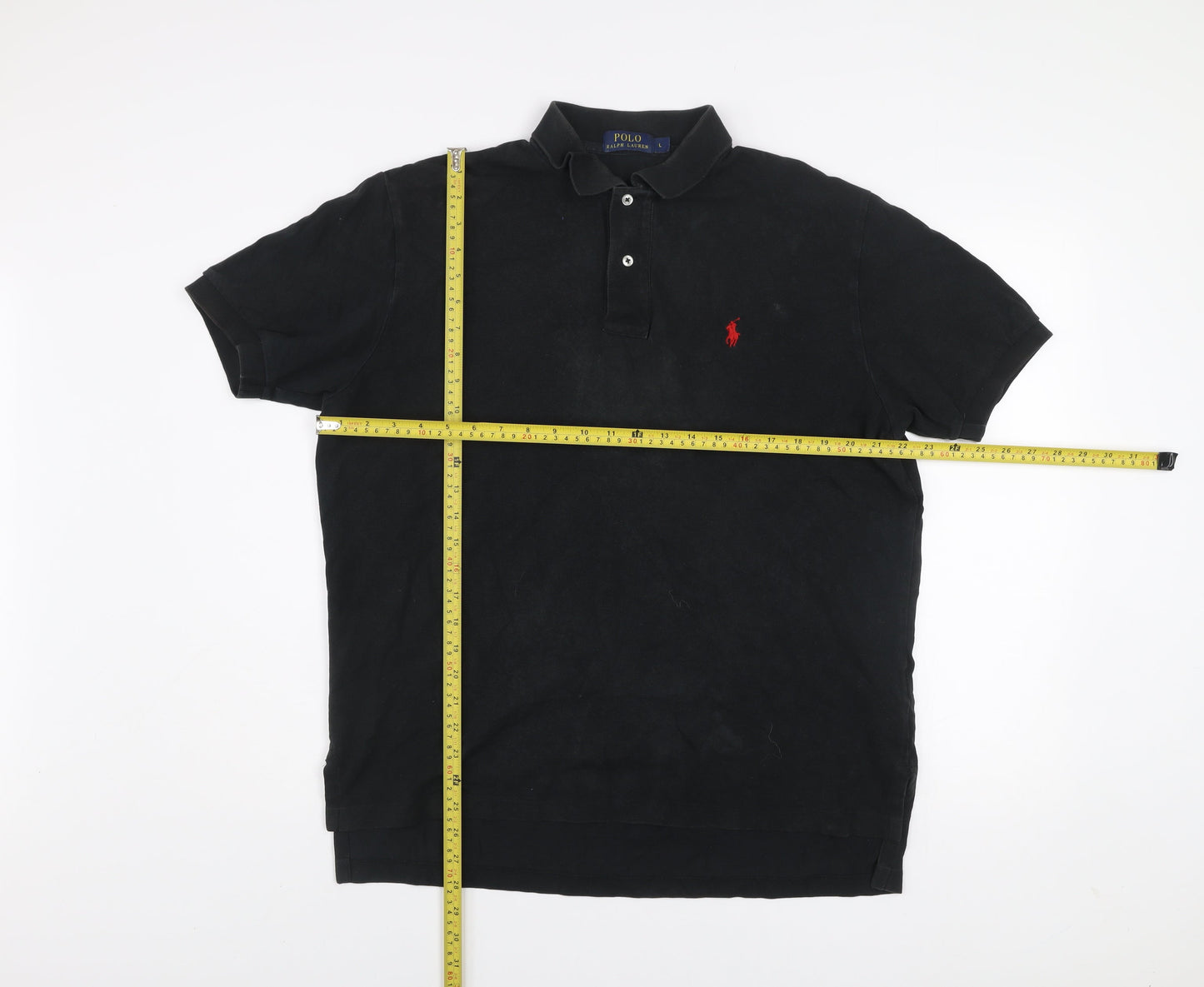 Ralph Lauren Men's Black Cotton Polo Shirt Size L Classic Fit