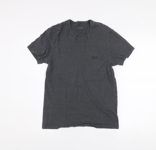Hugo Boss Men's Grey Cotton Crew Neck Short Sleeve T-Shirt Size S