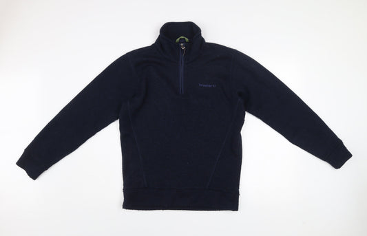 Brasher Mens Blue Fleece 1/4 Zip Pullover Sweatshirt S