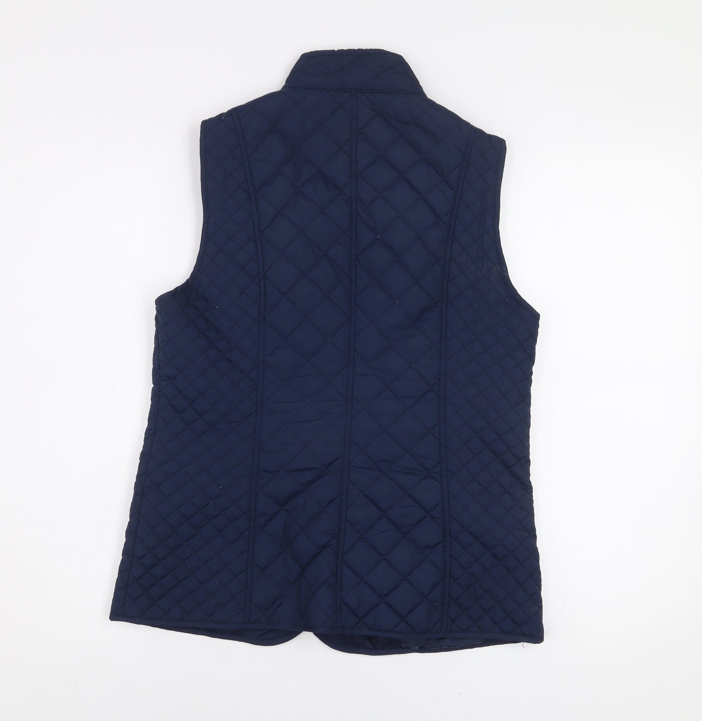 BHS Women Blue Quilted Sleeveless Mid-Length Waistcoat Size 10