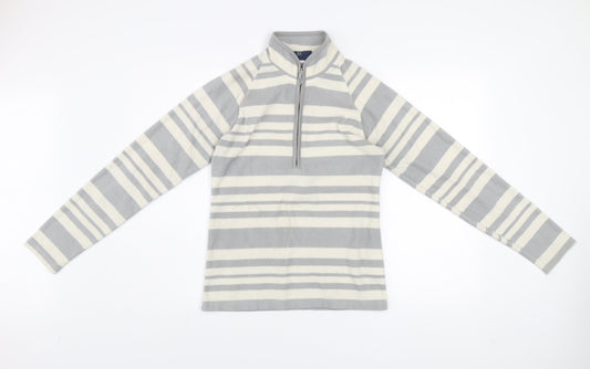 Mountain Warehouse Women Grey Stripe Fleece Pullover UK 8