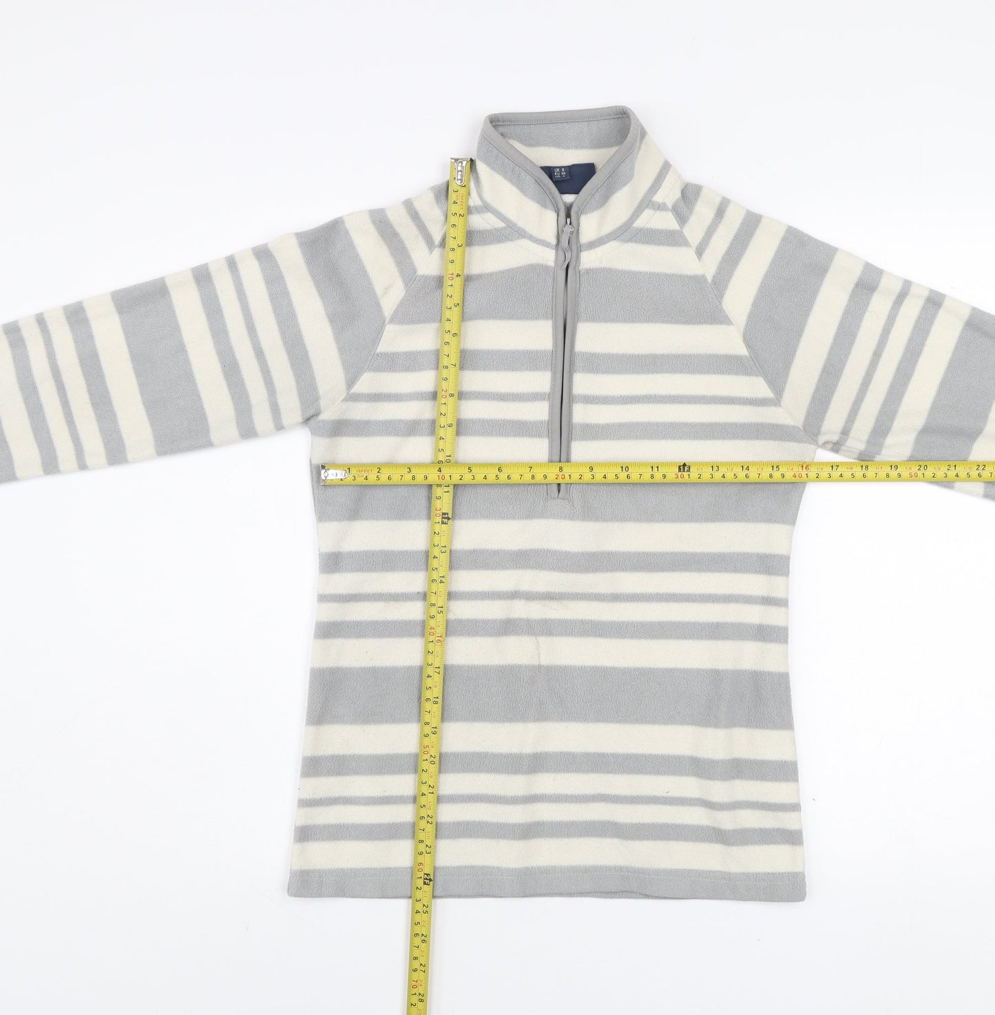 Mountain Warehouse Women Grey Stripe Fleece Pullover UK 8
