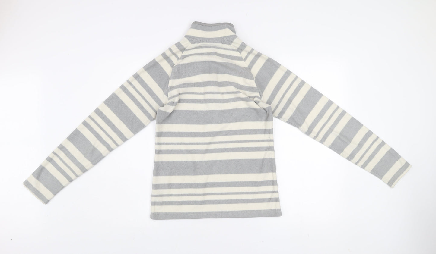 Mountain Warehouse Women Grey Stripe Fleece Pullover UK 8
