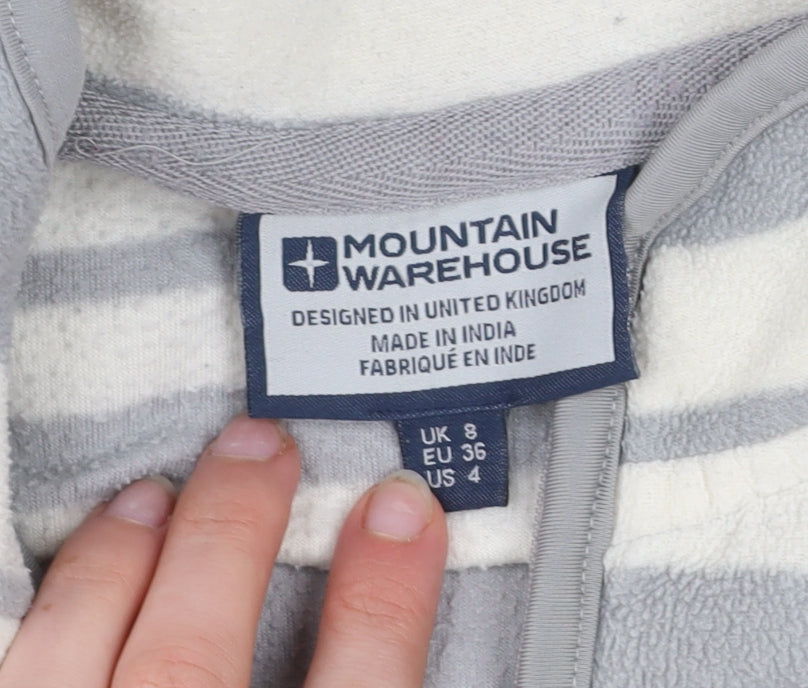 Mountain Warehouse Women Grey Stripe Fleece Pullover UK 8