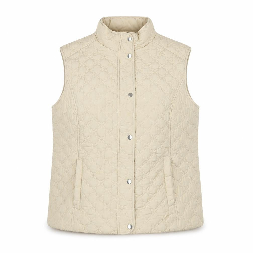 Honor Millburn Womens Beige Quilted Waistcoat Lined Padded L