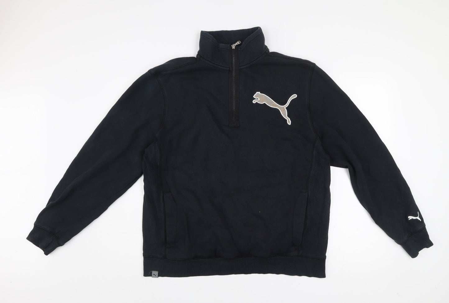 Puma Men’s Black XL 1/4 Zip Sports Sweatshirt Lifestyle Logo Top