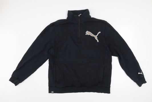 Puma Men’s Black XL 1/4 Zip Sports Sweatshirt Lifestyle Logo Top