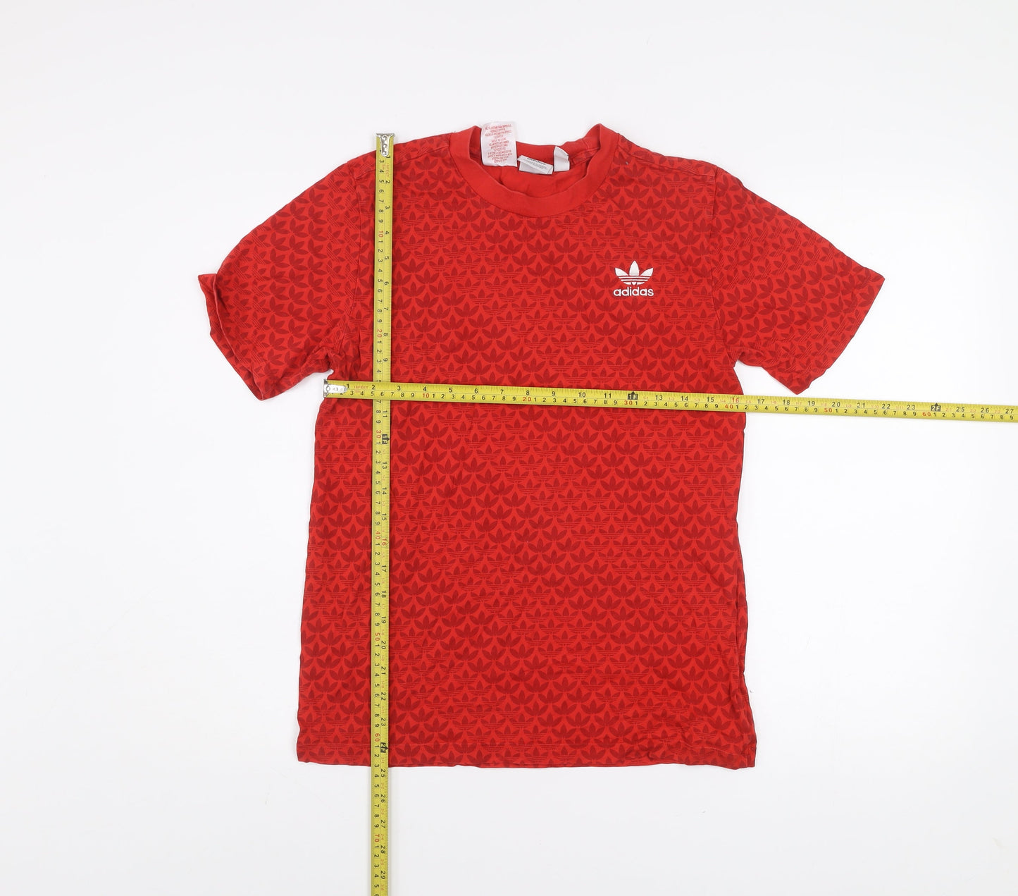 adidas Boys Red Logo T-Shirt 13-14 Years Short Sleeve Cotton Sports Top