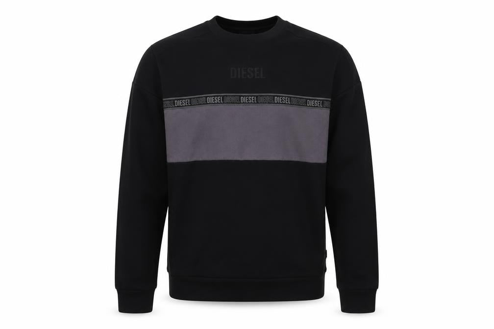 Mens UK S Regular Diesel Black Pullover Sweatshirt