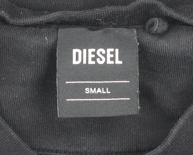 Diesel Men's Black Small Pullover Sweatshirt Logo Crew Neck