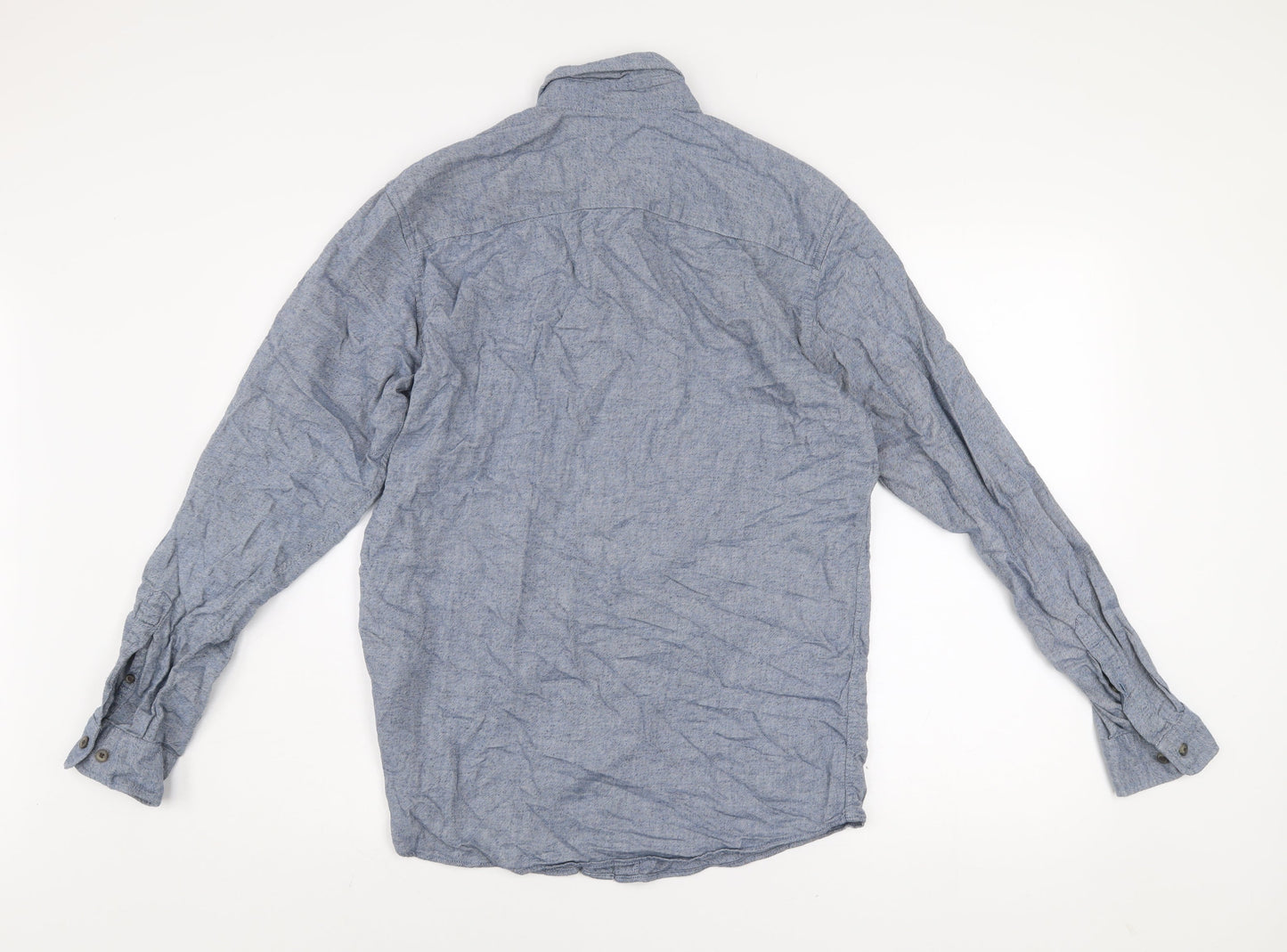 Jack & Jones Essentials Men’s Blue Cotton Flannel Button-Up Shirt Size M