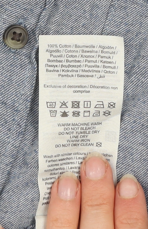 Jack & Jones Essentials Men’s Blue Cotton Flannel Button-Up Shirt Size M