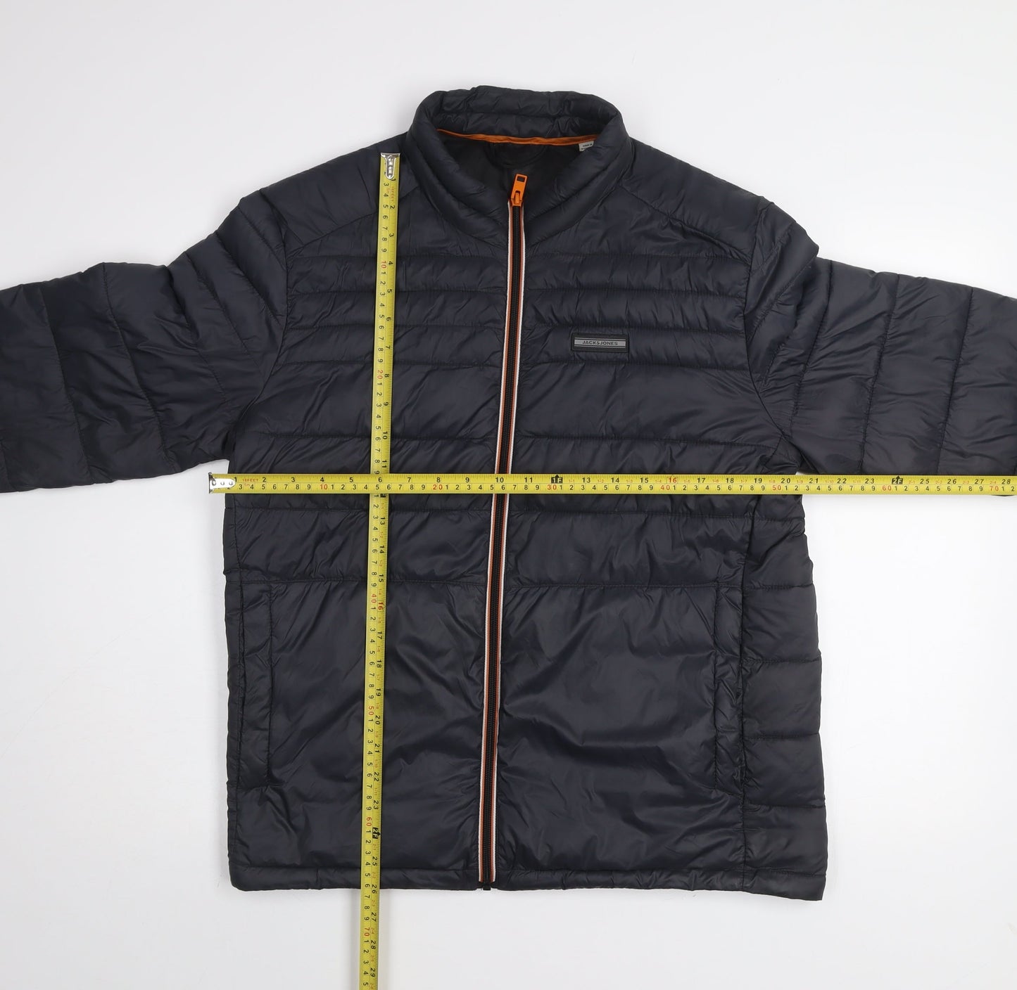 Jack & Jones Men's Black Puffer Jacket Size M Lightweight Quilted Zip Coat