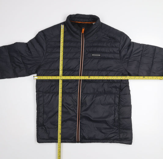 Jack & Jones Men's Black Puffer Jacket Size M Lightweight Quilted Zip Coat