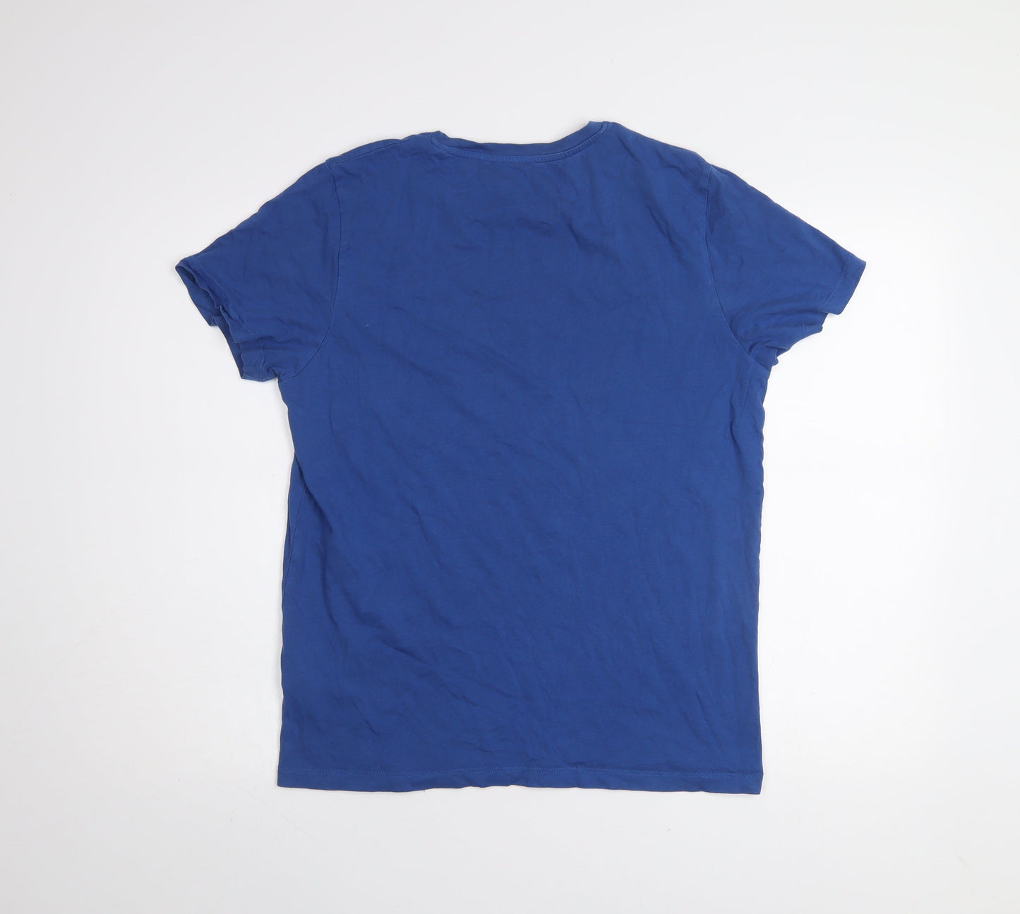 Jack & Jones Men Blue Graphic Print Cotton Crew Neck T-Shirt M