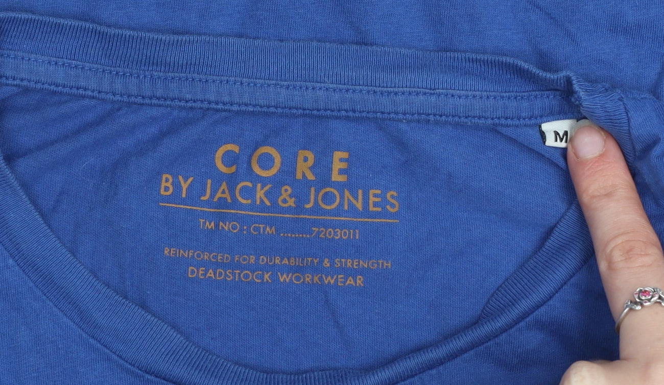 Jack & Jones Men Blue Graphic Print Cotton Crew Neck T-Shirt M