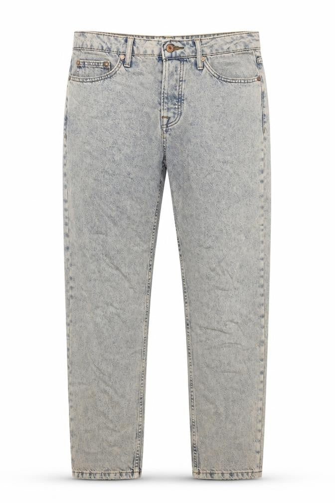 Topman Men’s Blue Acid Wash Relaxed Fit Straight Jeans W32 L34